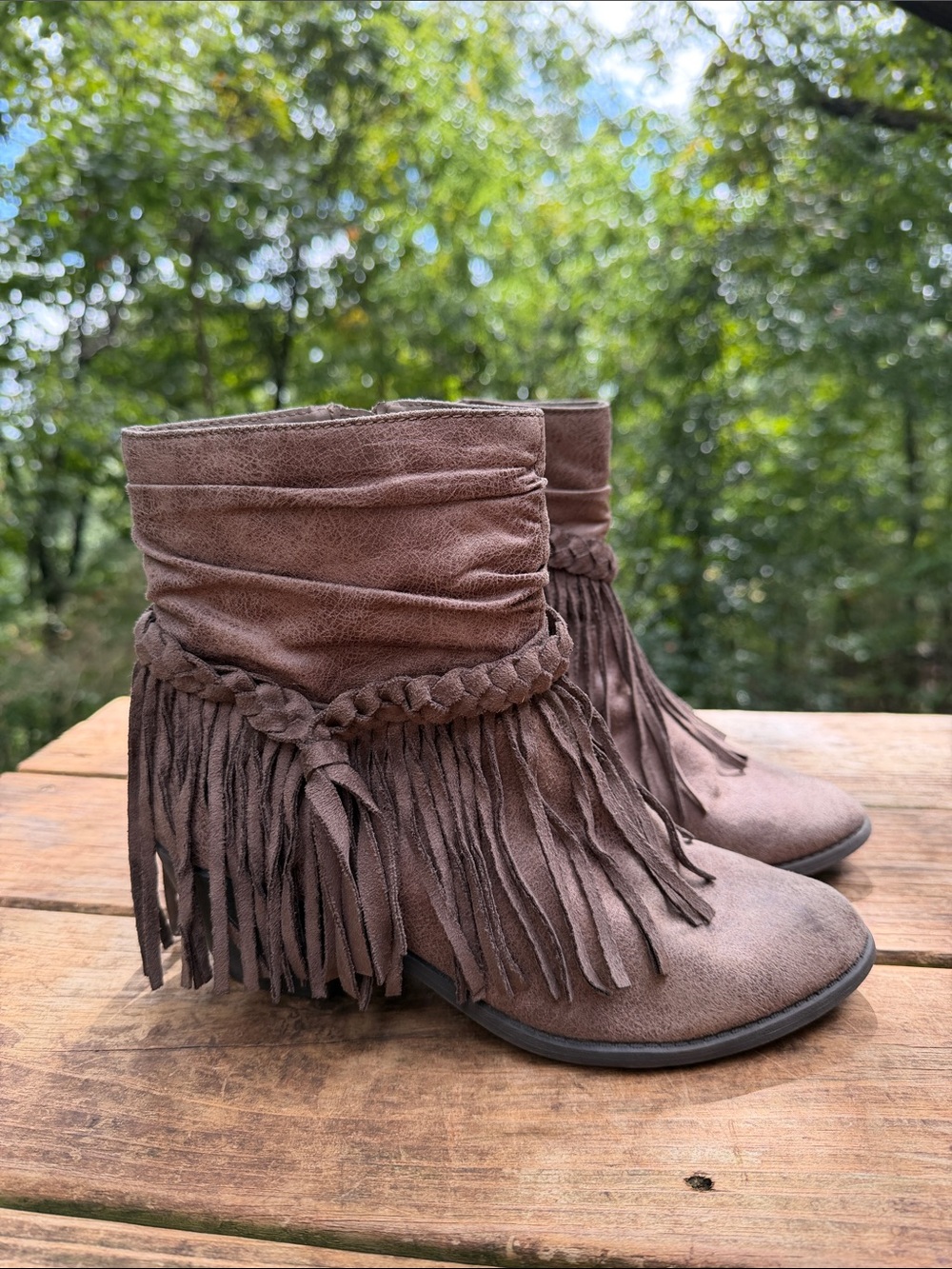 JELLYPOP PAISLEY FRINGED ANKLE BOOTS sz 9